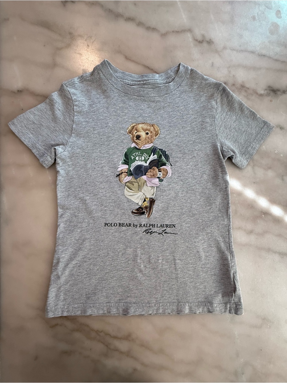 Polo by Ralph Lauren Bear short sleeve shirt gray size 7